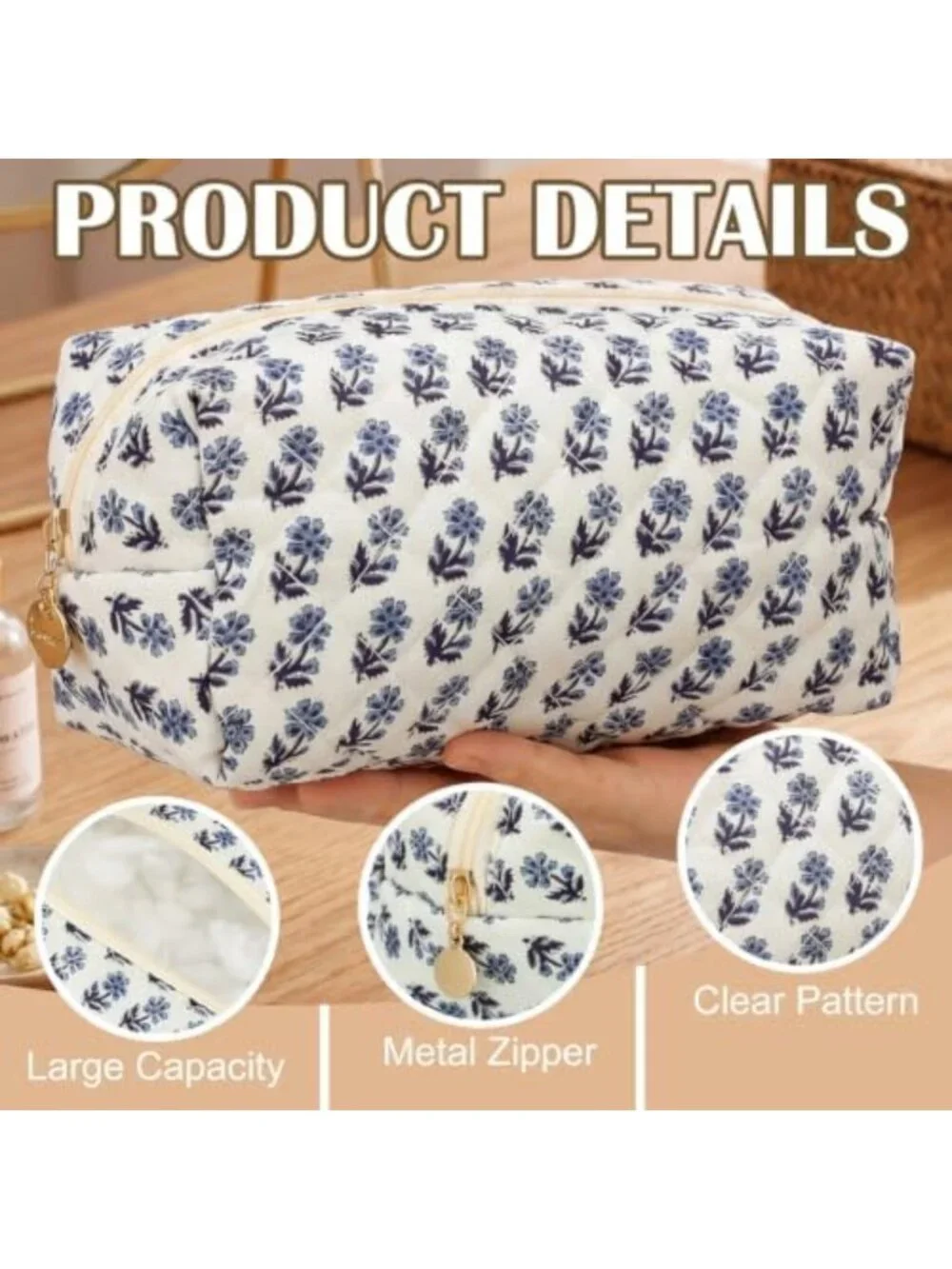 12 Pack Floral Makeup Bags - Quilted Toiletry Pouches for Travel & Gifts